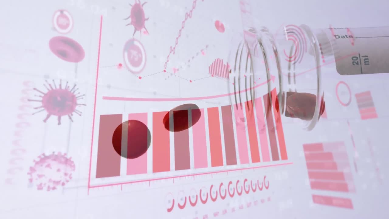 interfaz digital de coronavirus contra las píldoras que caen del contenedor de medicamentos