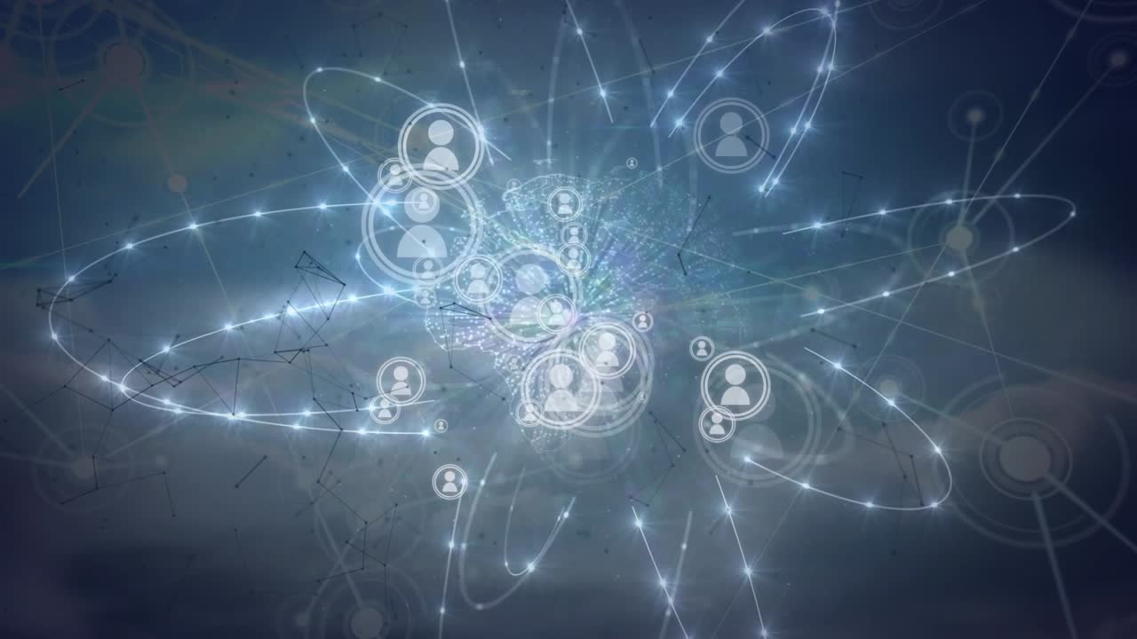 Animation of network of connections with people icons