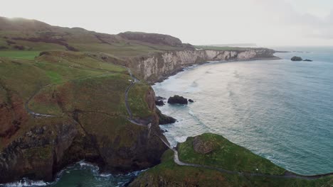 carrick-a-rede rope bridge, part of the causeway coastal route on the north coast of northern ireland