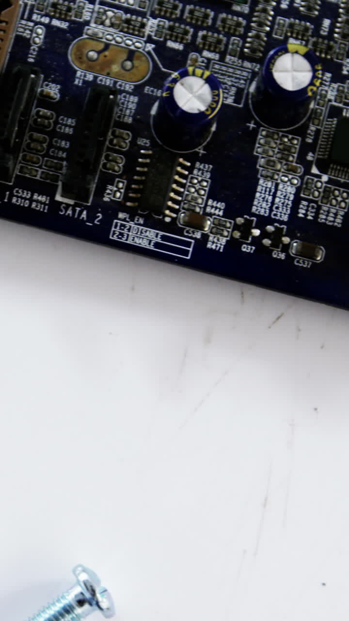 placa base y herramientas de trabajo en la mesa