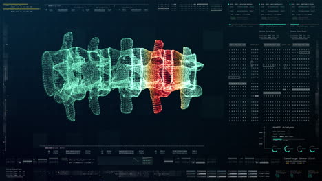 Advance-head-up-display-virtual-biomedical-holographic-human-body-scan-neurological-examination,-axial-skeleton,-vertebral-column-and-brain-diagnostic-for-background-computer-screen-display