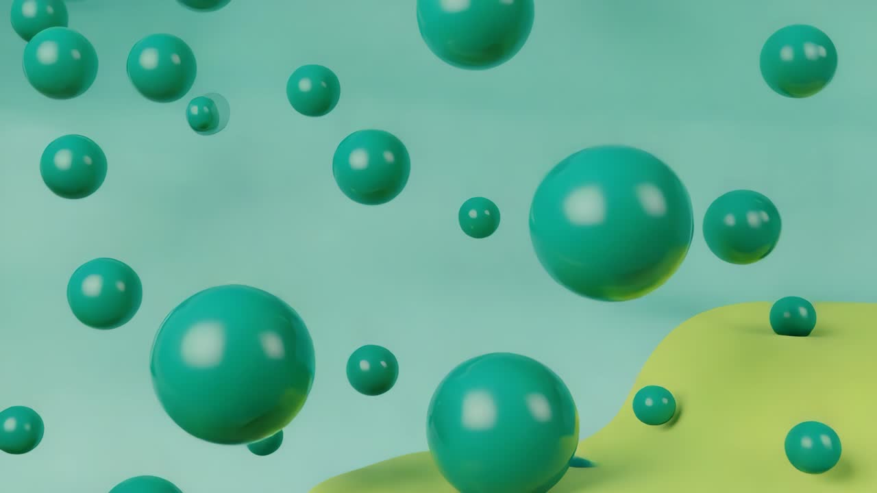 Abstract Green and Teal Spheres Floating Background