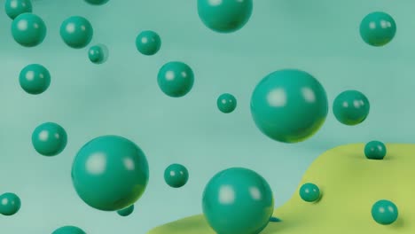abstract green and teal spheres floating background