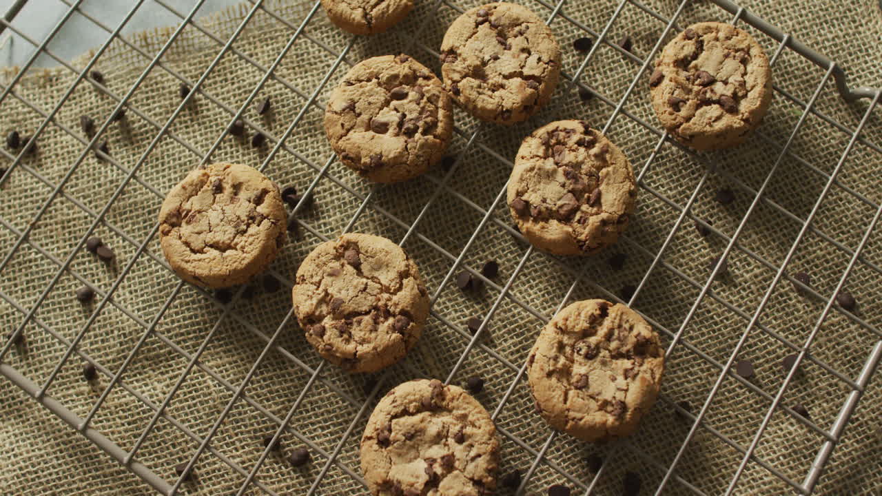 Video of biscuits with chocolate on baking rack