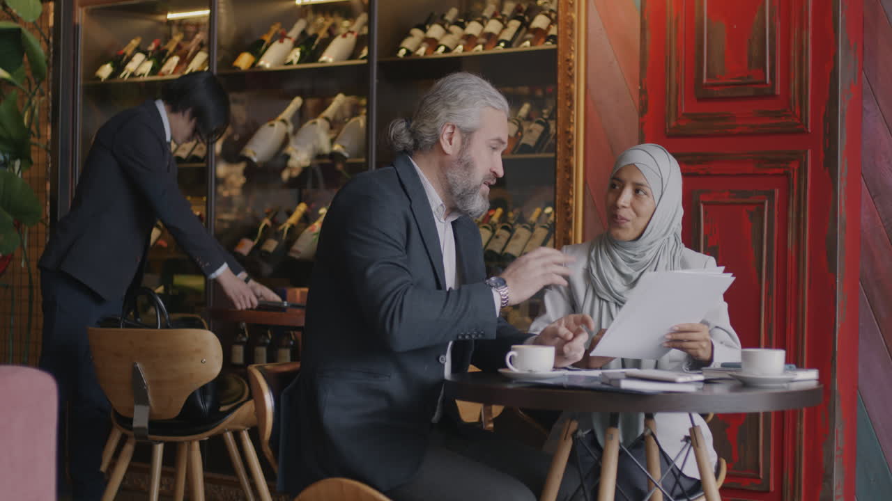 Business Meeting in a Wine Bar