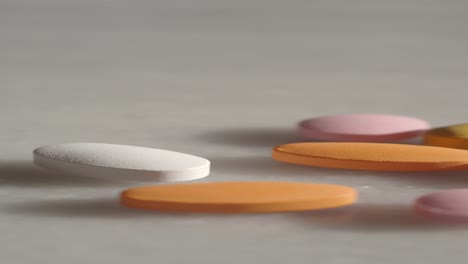 close-up of assorted colorful pills and tablets