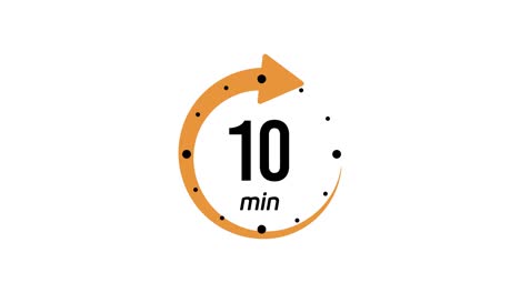 10 minutes timer symbol color style isolated on white background. 10 min time circle icon. animation timer icon with ten min. clock, stopwatch, cooking time label. motion