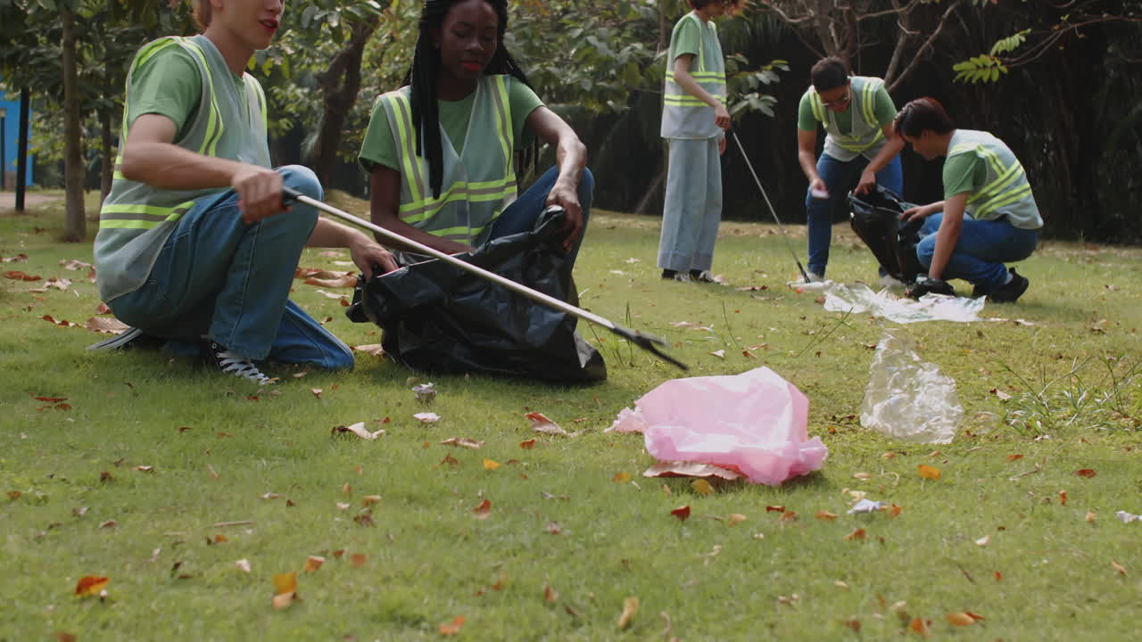 Multiethnic People Volunteering in City Park