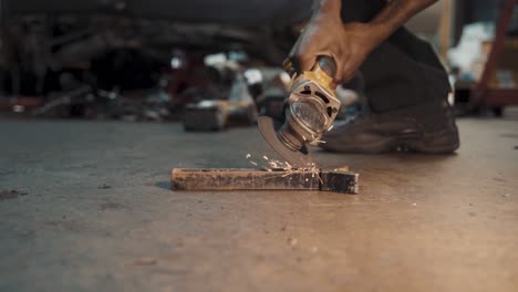 close up of man welding, sparks flying