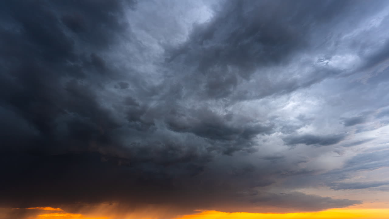 Beautiful Cloud Movement in Colorful Sunset Sky 4K Timelapse