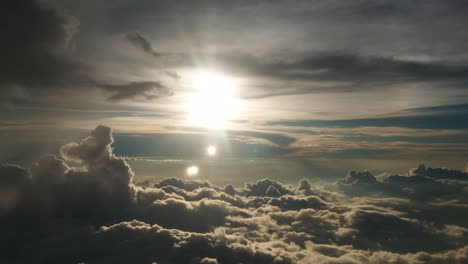 beautiful blue sky, bright sun and amazing cloud formation