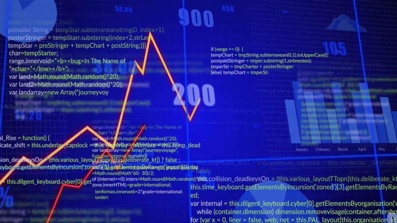 animación del procesamiento de datos financieros sobre un fondo azul