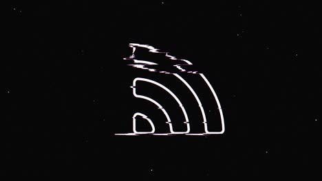 línea wifi hud símbolo holográfico en pantalla de televisión digital vieja animación de glitch de bucle sin costuras. corazones. retro dinámico y alegre. imágenes de video coloridas y vintage.