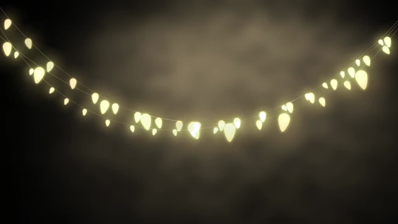 회색 배경에 빛나는 요정 불빛의 줄