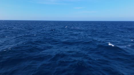 serene calm peaceful open ocean waters with gentle whitecaps and light blue sky
