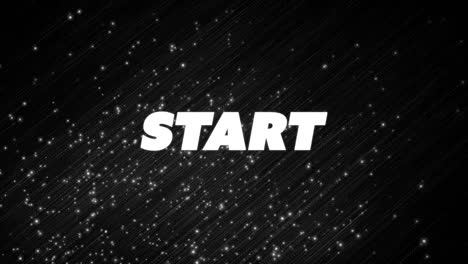 animation of start text with rainbow effect over glowing light trails and spots in seamless pattern