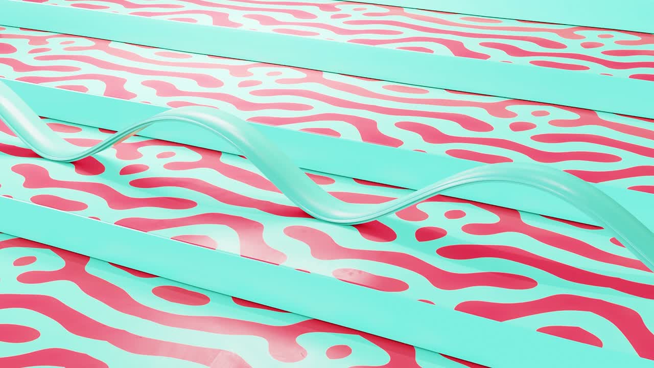 colorido video fondo geométrico con elementos ondulados de movimiento de bucle sin costuras. animación 4k. diseño 3d moderno de moda. estilo de los años 80 y 90.