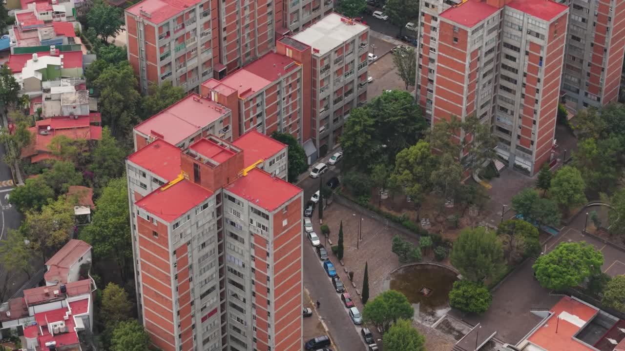 Apartment block in Mexico City, drone shots