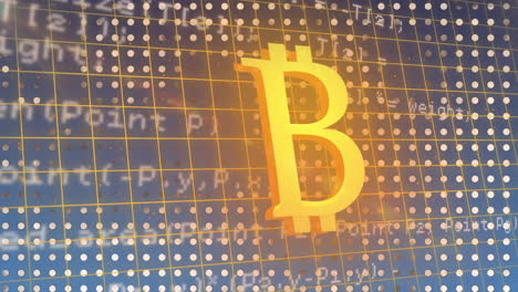 animación del símbolo de bitcoin y procesamiento de datos