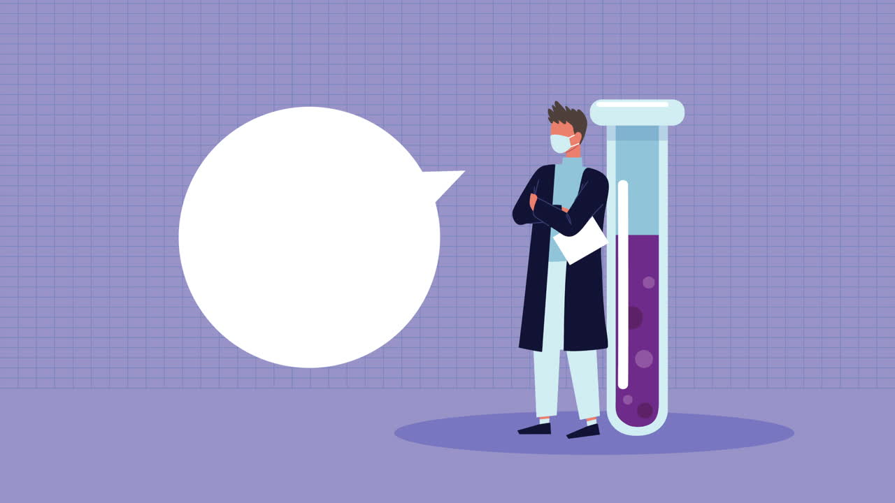 ученый-мужчина говорит с испытательной трубкой