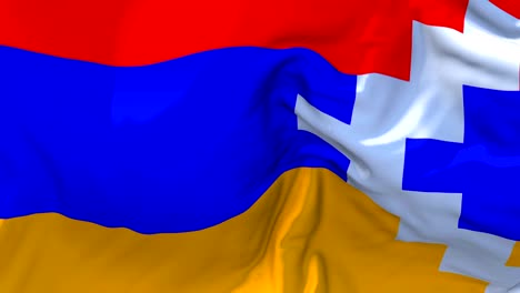 nagorno karabakh republic flag waving in wind slow motion animation . 4k realistic fabric texture flag smooth blowing on a windy day continuous seamless loop background.