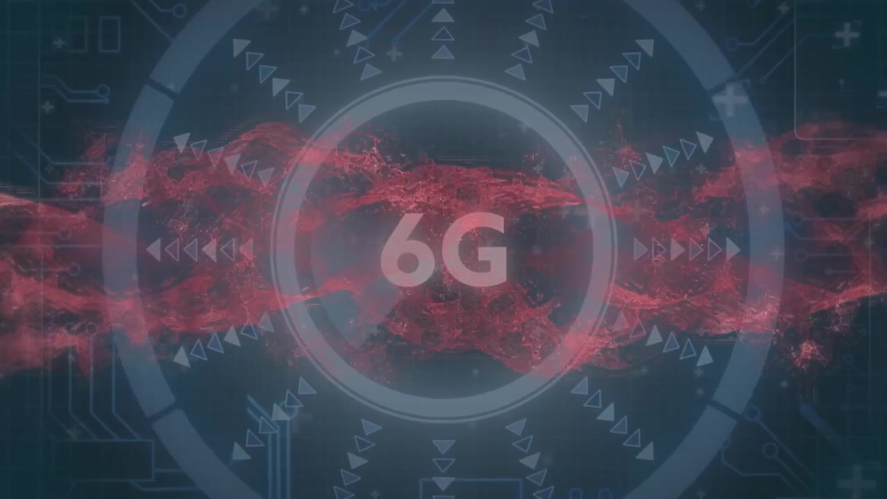 Animation of 6g text, scope scanning, connections and data processing