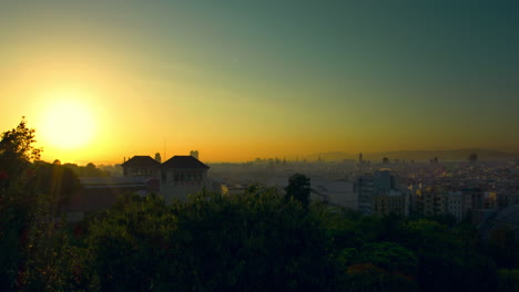 barcelona sunrise timelapse. time lapse of summer sunrise at city