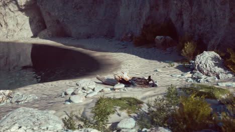 scenic river beach with caves