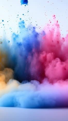 colorful powder party burst. vivid clouds of colored powder burst into the air, creating a vibrant spectacle during a festive outdoor event.