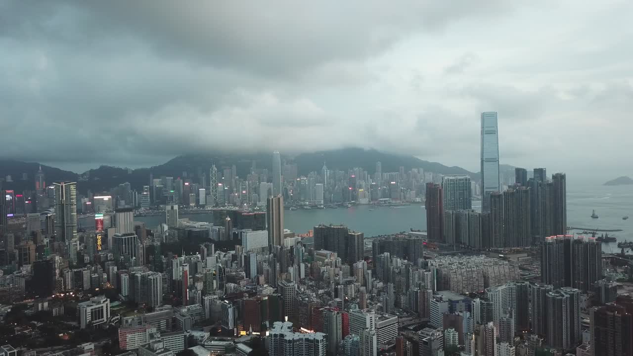 imagen aérea del distrito de kowloon en hong kong