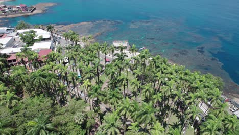 aerial video of the city of puerto limón in costa rica. caribbean tropical ocean.