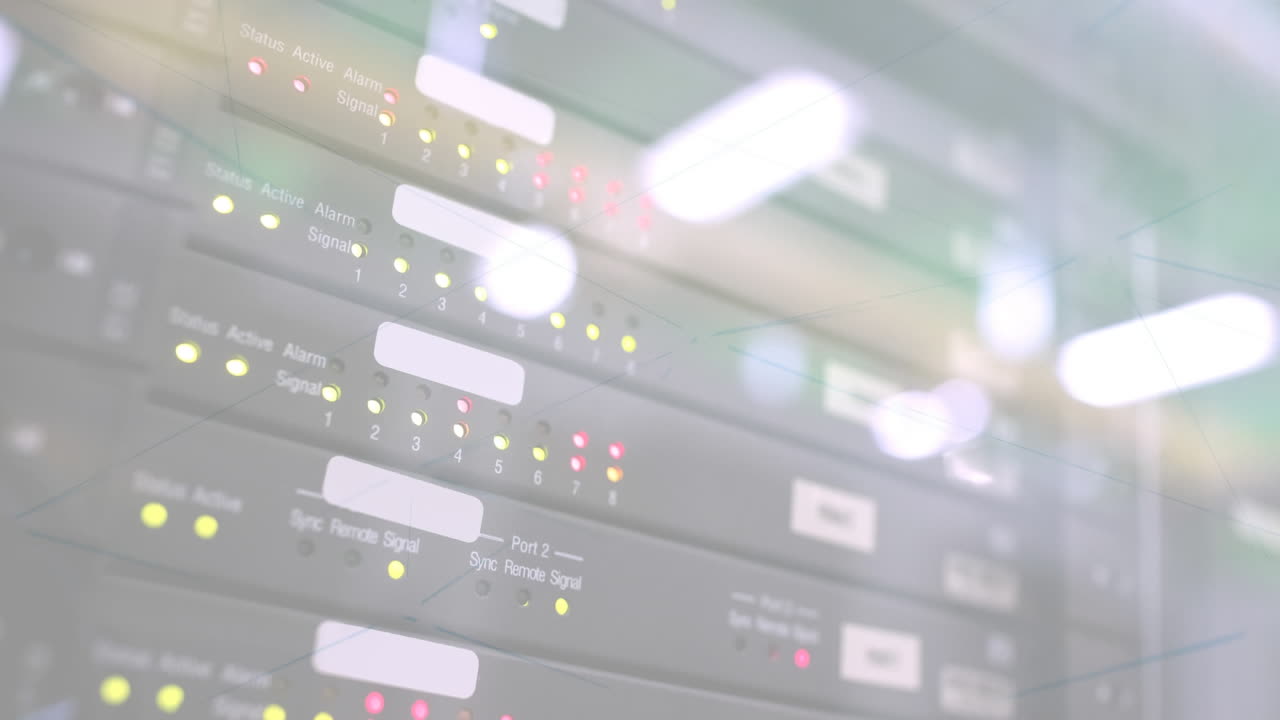 animación de la red de conexiones a través del hardware del servidor informático