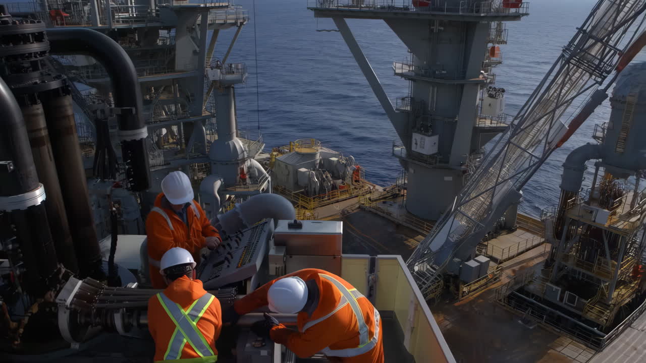 Workers on an Offshore Oil Rig