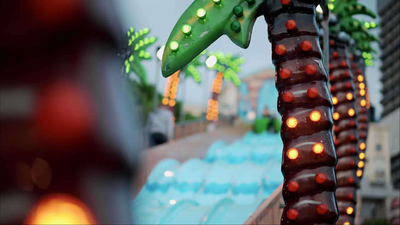 Blurry view of people at the attractions park in Nice, France