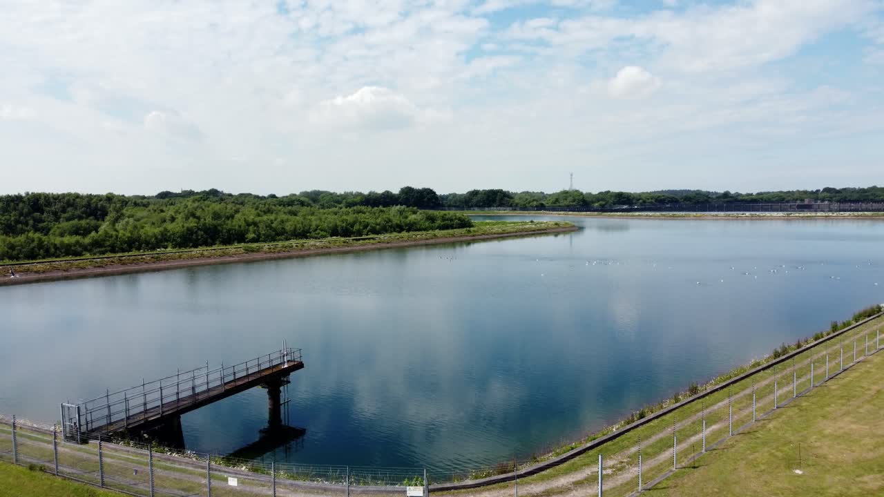 Aerial View of a Calm Reservoir