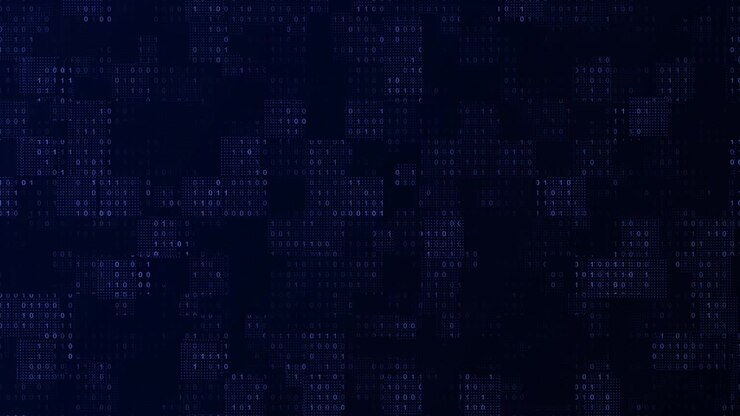Abstract Digital Background with Flickering Binary Code Data