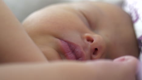 beautiful newborn baby sleeping sweet, close up macro view