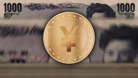 monedas de yenes japoneses sobre billetes de dólares