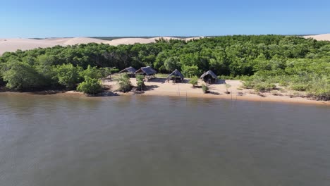 morro do meio beach at araioses in maranhao brazil. nature scenic. parnaiba delta wildlife. morro do meio beach at maranhao. winding sand dunes. rainwater lakes. tropical travel
