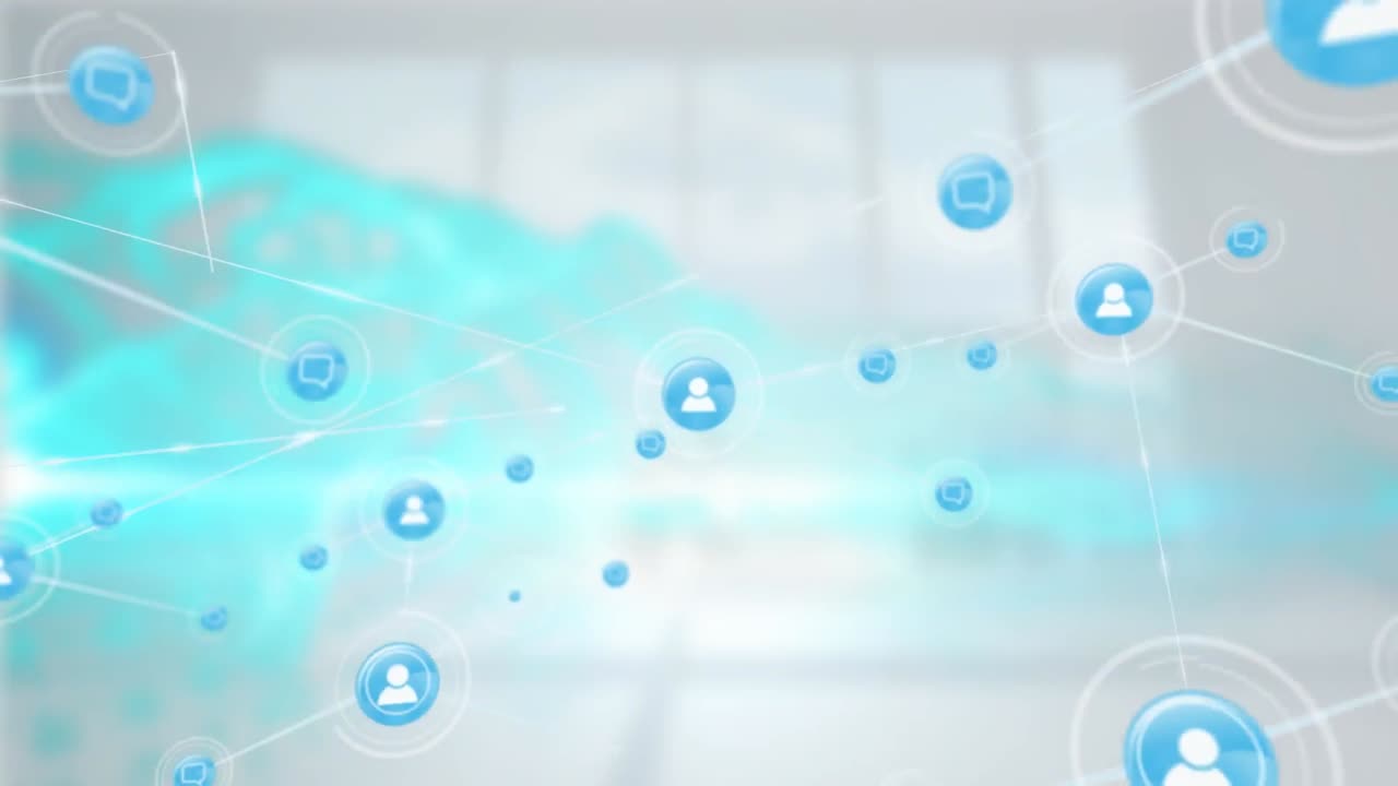 흐릿한 배경에서 연결 네트워크의 애니메이션