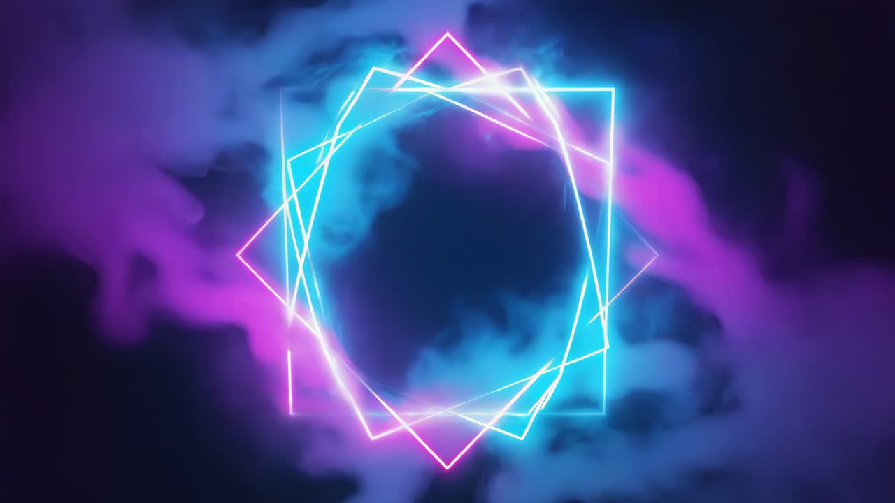 Neon Square Frame with Smoke