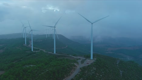 wind turbines generating sustainable energy, grevalosa, barcelona