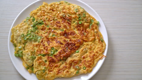 omelet with long beans or cow-pea - homemade food style