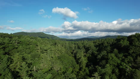 drone shot of blue ridge mountains and linville gorge, north carolina