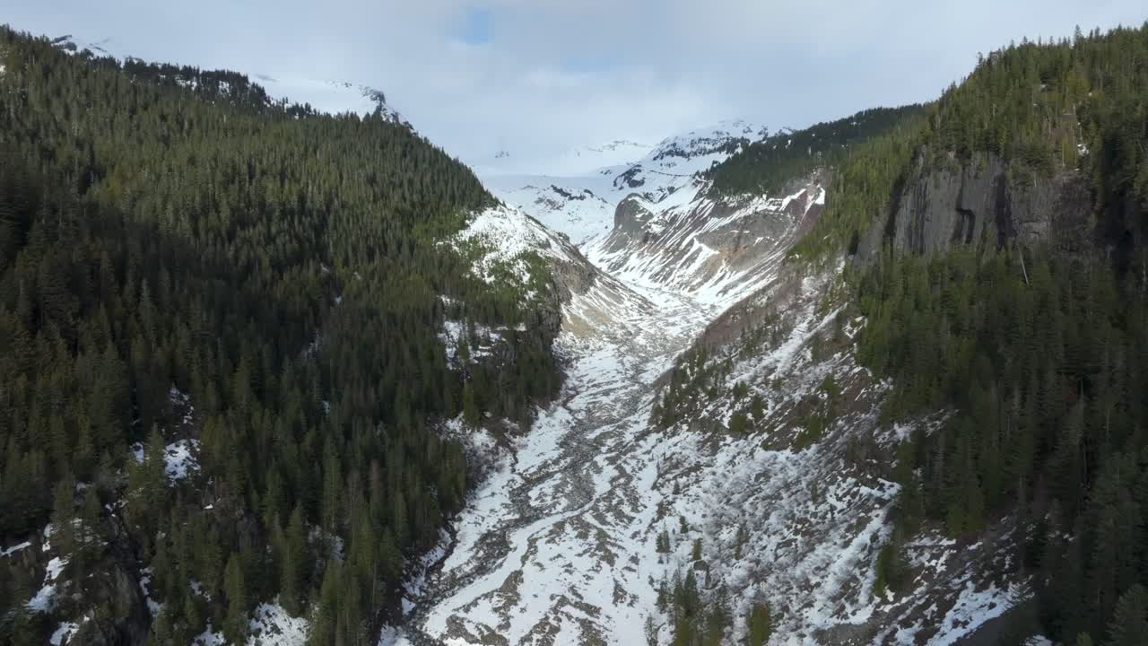 4K Aerial of Mount Rainier National Park, Washington, USA in February 2024