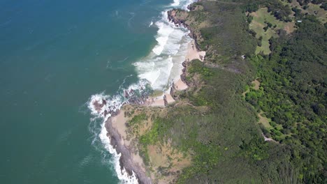 aerial shot of whites beach in new south wales australia