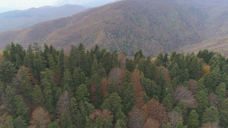 aerial view of a autumn mountains landscape in bulgaria