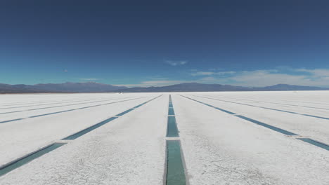 Aerial-view-with-drone-of-the-landscape-in-the-Salinas-Grandes-salt-flat,-in-the-province-of-Jujuy,-Argentina