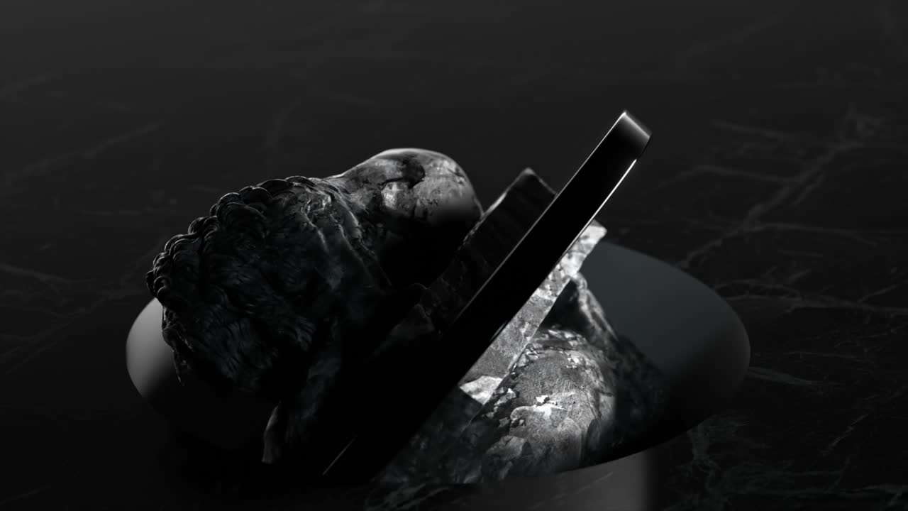 Black and White Lion Sculpture on Marble