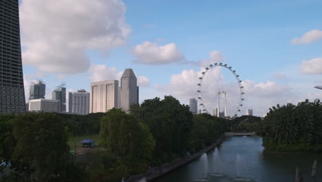 singapore city skyline with gardens by the bay and singapore flyer